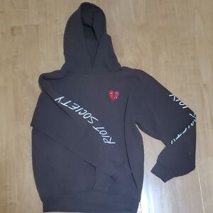 Riot Society Brown Hoodie with Broken Red Heart